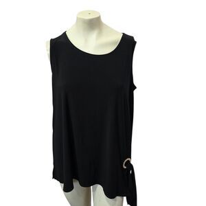 Cato Black Sleeveless Tie Side Top XL Gold Ring Accent Flowy Blouse